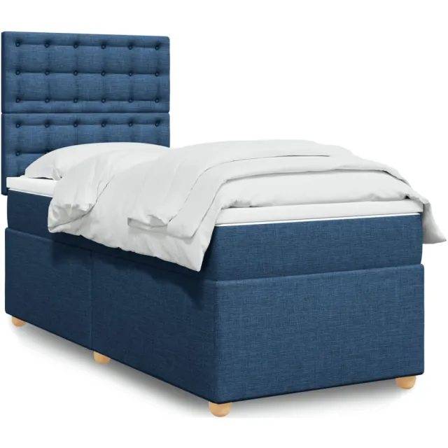 vidaXL Boxspring met matras stof blauw 80x200 cm