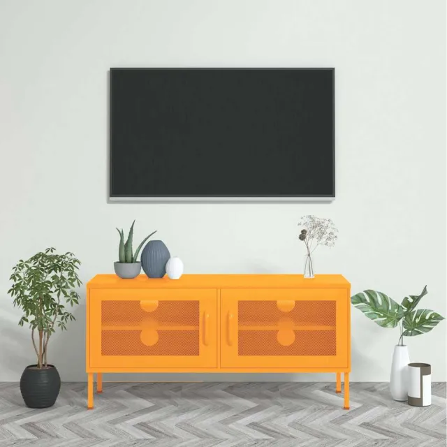 vidaXL Tv-meubel 105x35x50 cm staal mosterdgeel