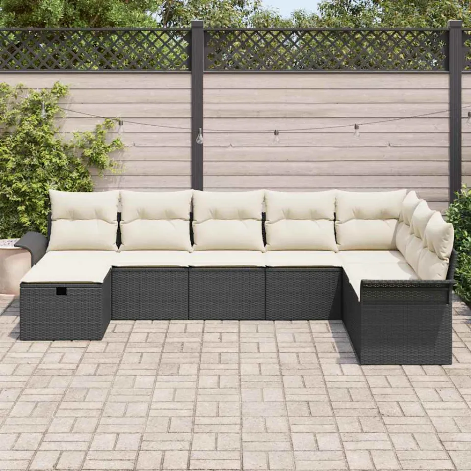 vidaXL Tuin Sofa Set 8 st Poly riet zwart, foto 3