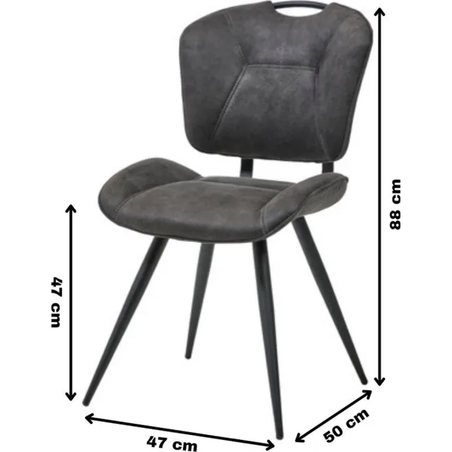 WAYS. Moderne Matstoffen eetkamerstoelen – Grijs – Met handige rug hendel – Houten poten – 6 stuks
