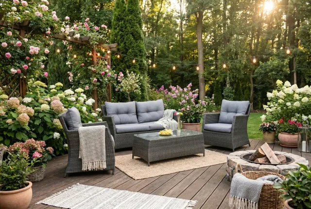 Odomi Loungeset 4-delig | Antraciet Wicker & Grijze Kussens | Tweezitsbank & 2 Stoelen | Aluminium Frame | incl. Glazen Tafel