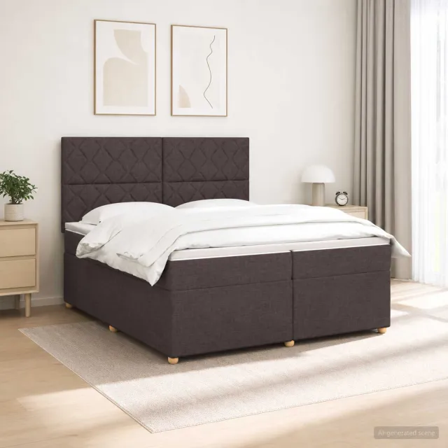 vidaXL Boxspringbed met matras Donkerbruin 200 x 200 cm Stof