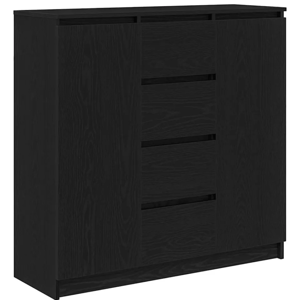 vidaXL Dressoir met lades 100,5x35x98,5 cm spaanplaat zwart eiken