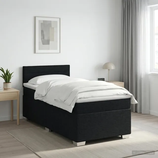 vidaXL Boxspringbed met matras met hoofdeinde Zwart 100 x 200 cm Stof