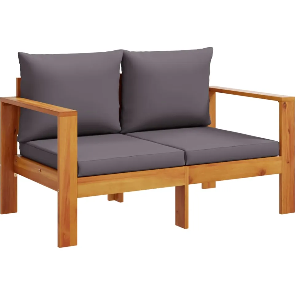 vidaXL 4-delige Loungeset met kussens massief acaciahout crème, foto 4