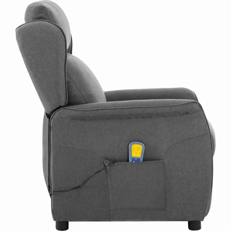 vidaXL Massagestoel Lichtgrijs 93.5 x 67.5 x 101.5 cm Stof, foto 4