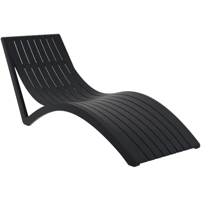Siesta Ligstoel Slim; 180x72x70 cm (LxBxH); zwart