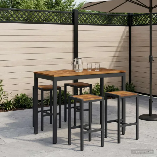 vidaXL Tuinbar Tafel NAARDEN Naturel en Zwart 108,5 x 55 x 105 cm, foto 2