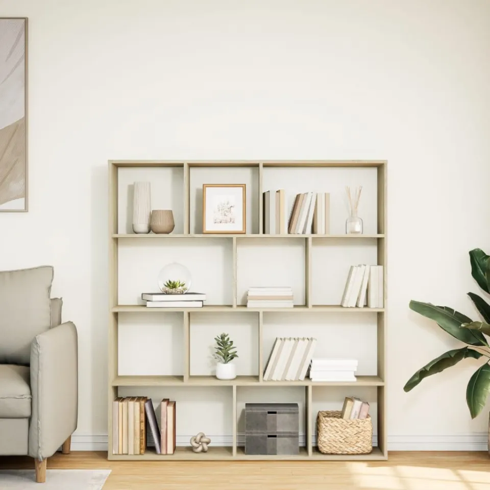vidaXL Boekenkast 132x29x141,5 cm bewerkt hout sonoma eikenkleurig, foto 4
