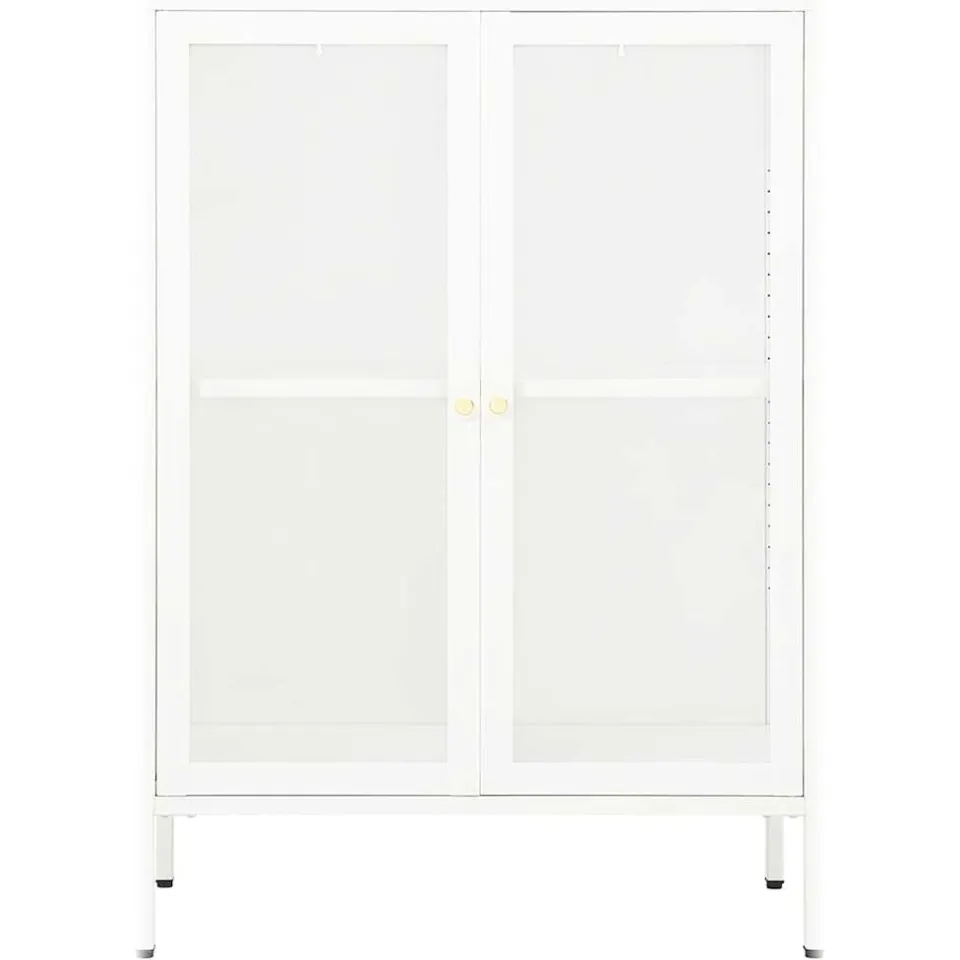 vidaXL Dressoir 75x35x105 cm staal en glas wit
