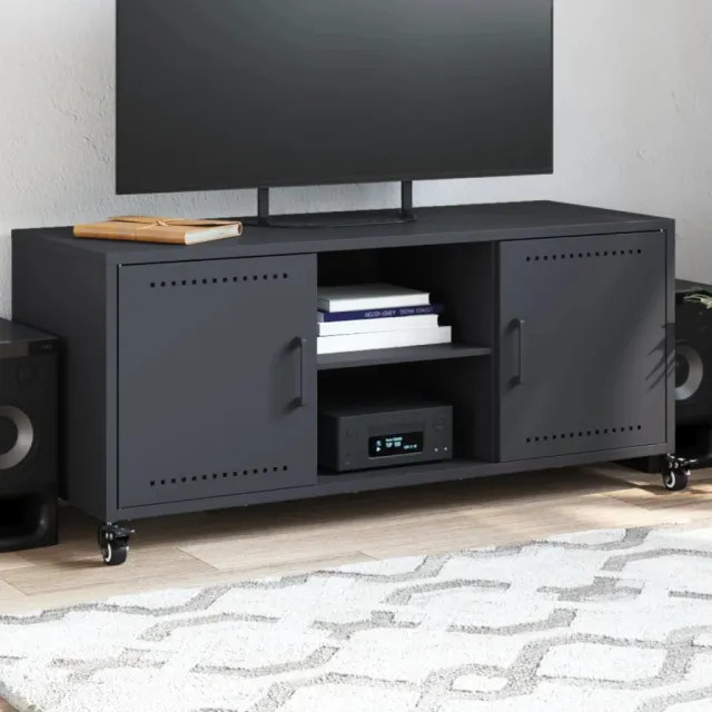 vidaXL Tv-meubel 100,5x39x43,5 cm staal antracietkleurig, foto 2
