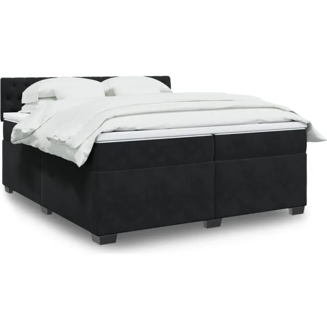 vidaXL Boxspring met matras fluweel zwart 200x200 cm