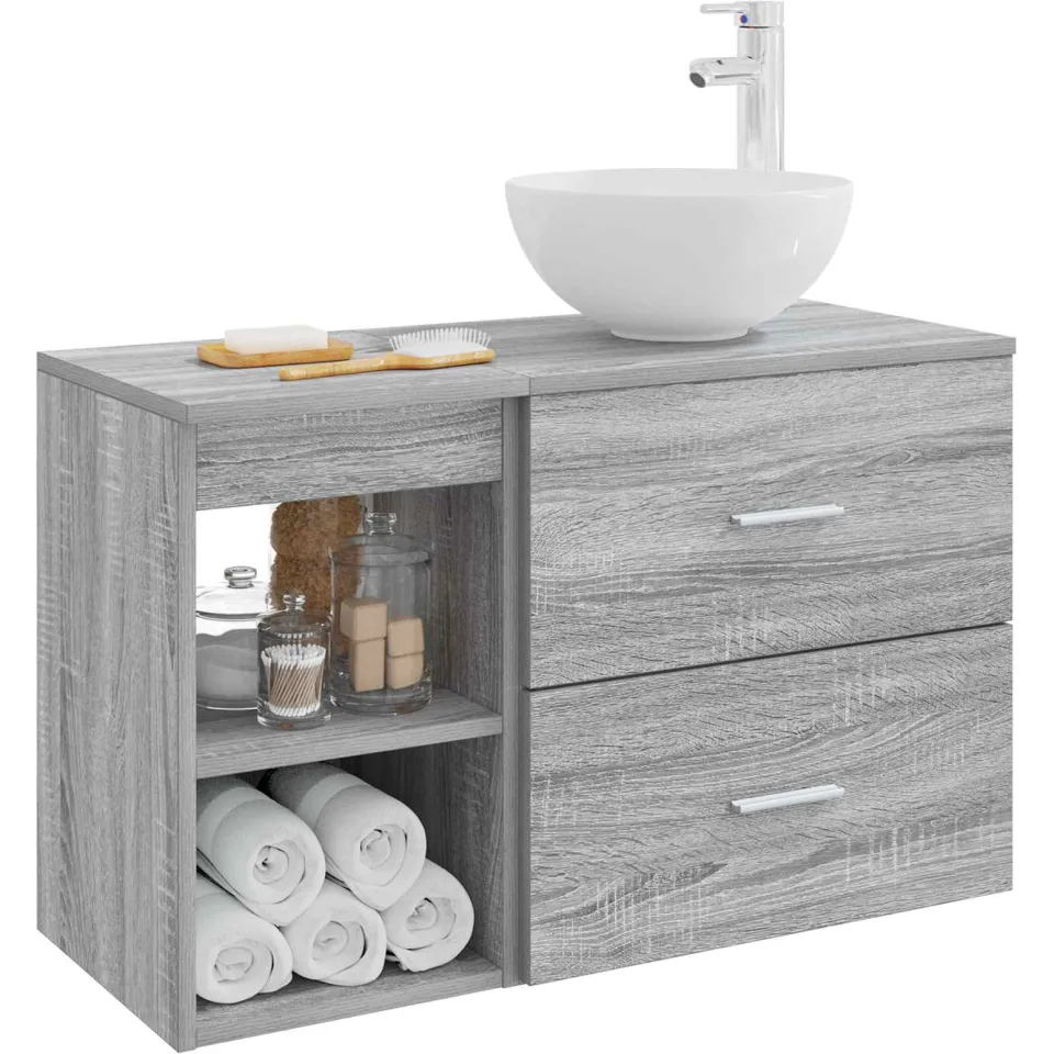 vidaXL Badkamerkastenset 2 st Grijs Sonoma 79,5 x 35 x 80 cm, foto 3