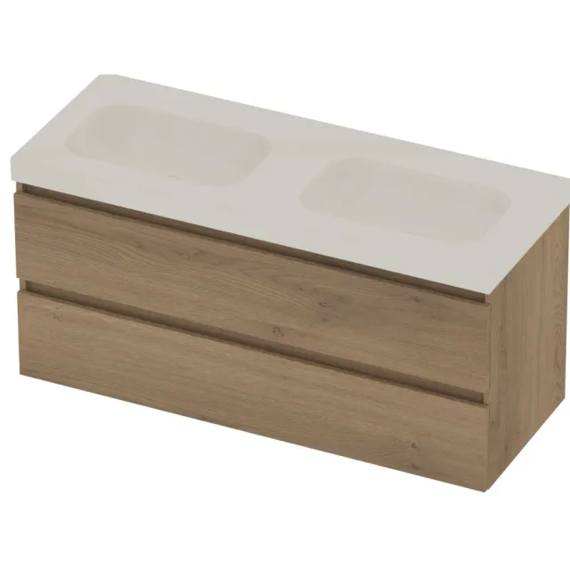 Basic-Line Moby 46 Badmeubelset Polystone 120x46x58 cm M46GWEPO120D0 Pure Oak Glans Wit