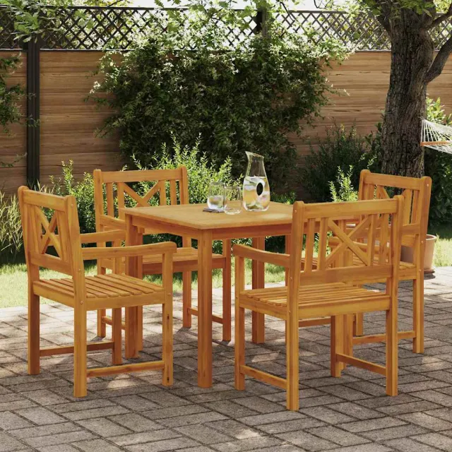 vidaXL Tuin eettafelset 5 st Bruin Massief acaciahout
