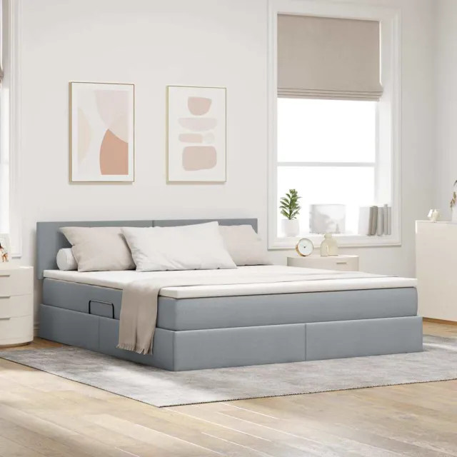 vidaXL LED Opslagbed met Matras Lichtgrijs 180 x 200 cm Stof