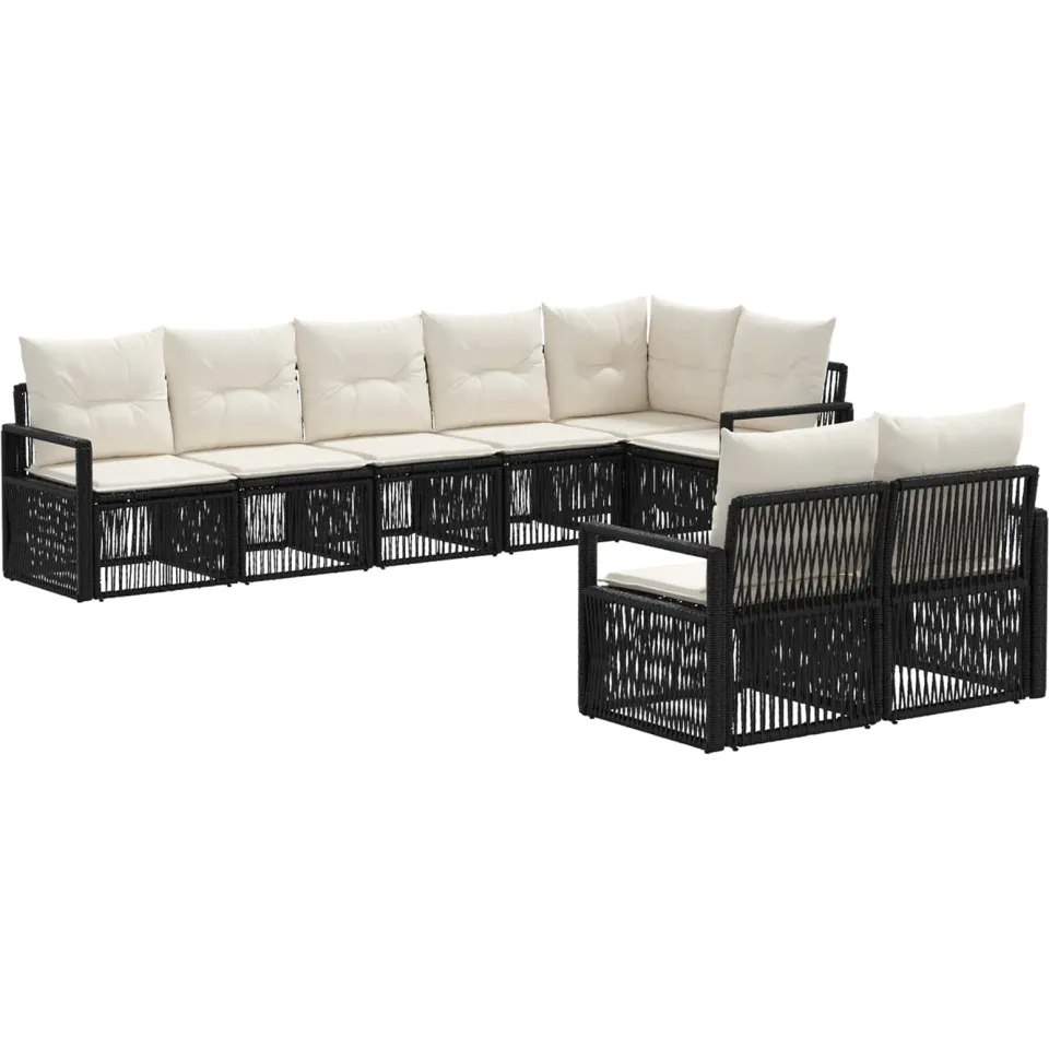 vidaXL Tuinbankenset 8 st 8-zits Zwart poly rattan, foto 3
