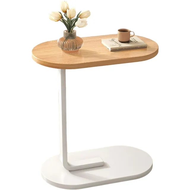 MODENUIT C-vormige Bijzettafel – 57 x 30 x 45 cm – Hout en Staal – Zwart/Wit – Voor Bank, Bed en Kleine Ruimtes Bruin