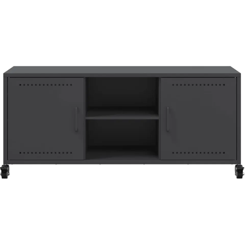 vidaXL Tv-meubel 100,5x39x43,5 cm staal zwart, foto 4