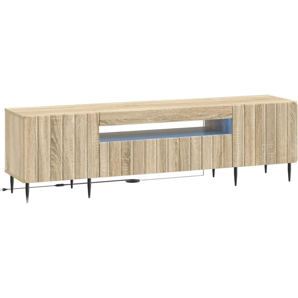 vidaXL LED tv-meubel ZWOLLE 153 x 35 x 43 cm Sonoma Eiken Bewerkt hout, foto 3