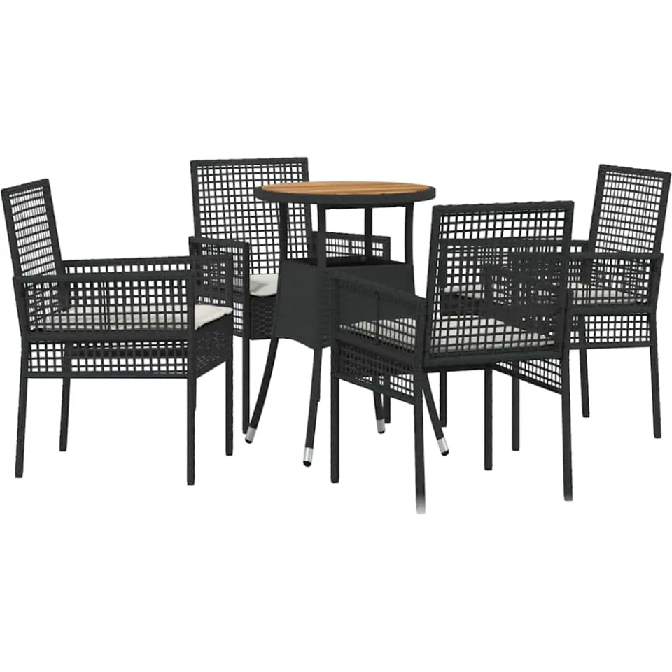 vidaXL Tuin eettafelset 5 st Zwart poly rattan, foto 3