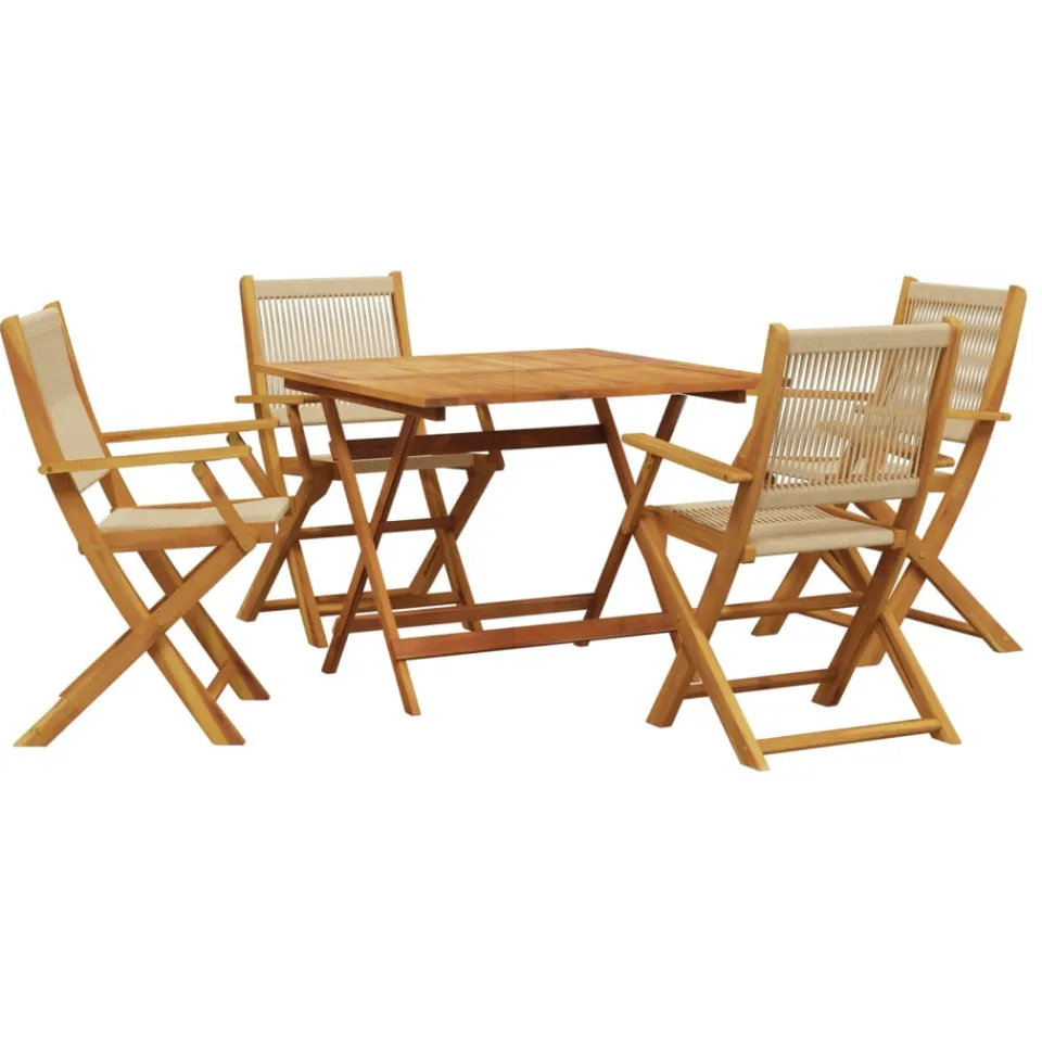 vidaXL 5-delige Tuinset polypropeen en massief hout beige, foto 3