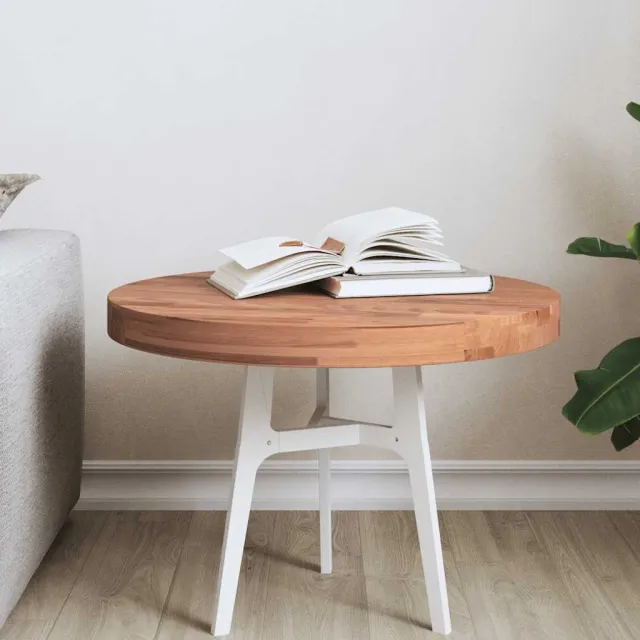 vidaXL Tafelblad rond Ø50x4 cm massief beukenhout bruin, foto 2