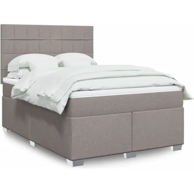 vidaXL Boxspring met matras stof taupe 160x200 cm