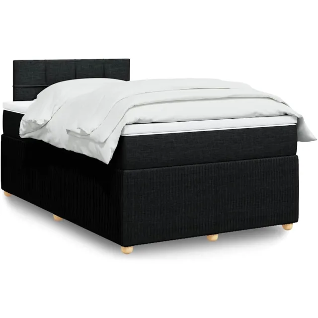 vidaXL Boxspring met matras stof zwart 120x200 cm