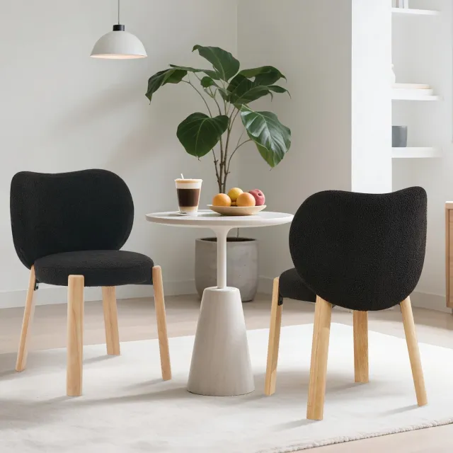 Danky 2 stuk - Hartvormige fauteuil met fluwelen bekleding, houten poten en een comfortabele zitting. Perfect voor de woonkamer, slaapkamer of leeshoek. Afmetingen: 59,44 × 54,86 × 81,53 cm (Zwart)