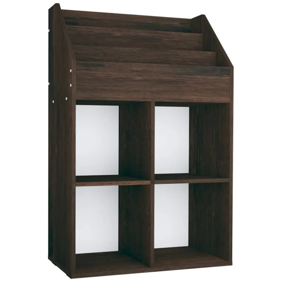 vidaXL Kindertijdschriftenrek 71x30x114 cm bewerkt hout gerookt eiken Bruin