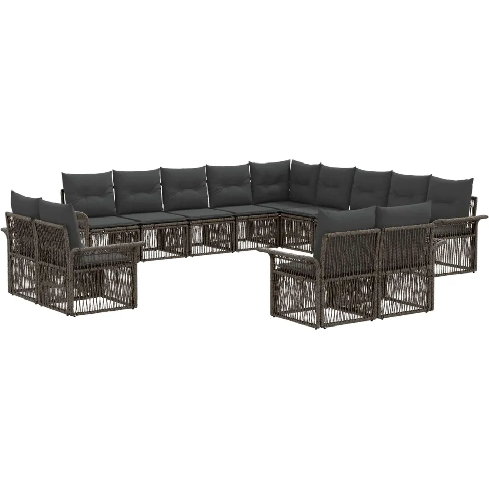 vidaXL Tuinbankenset 13 st 13-zits Grijs en Donkergrijs poly rattan, foto 3