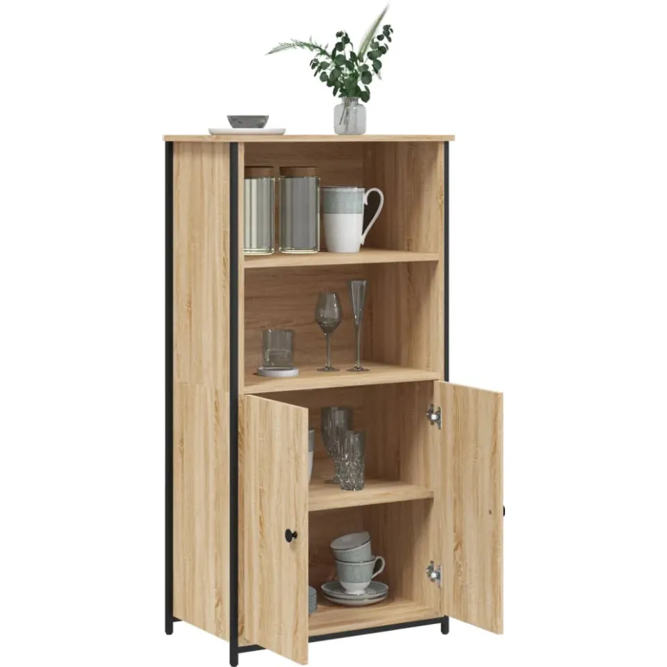 vidaXL Hoge kast 62x36x121,5 cm bewerkt hout sonoma eiken, foto 3