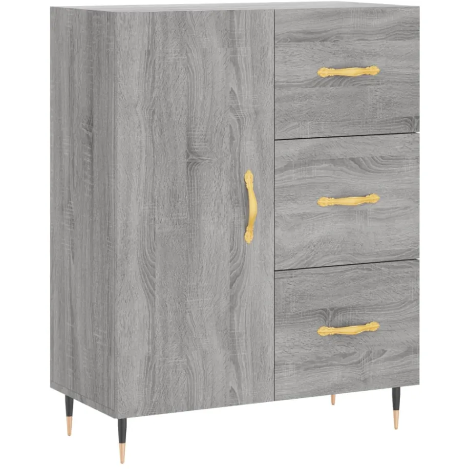 vidaXL Dressoir 69,5x34x90 cm bewerkt hout grijs sonoma eikenkleurig, foto 3