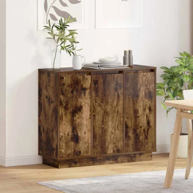 vidaXL LED Sideboard Gerookt eiken 90 x 32 x 75 cm Bewerkt hout Bruin