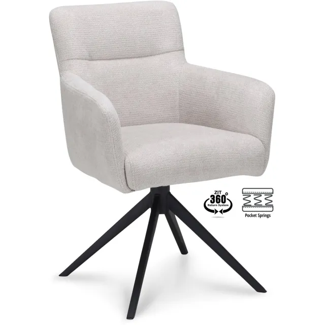 Icon Living Armstoel Mare - Sof Mito Natural - Leg Black Wit
