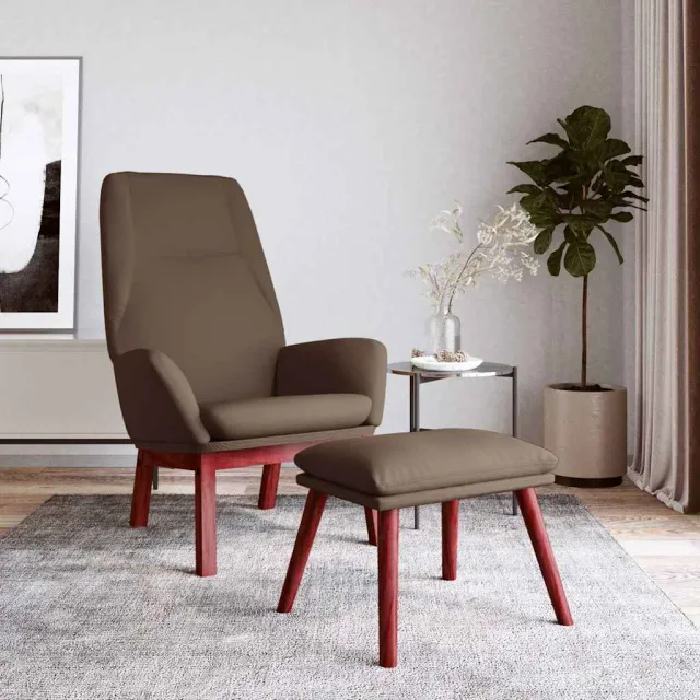 vidaXL Relaxstoel met voetenbank stof taupe