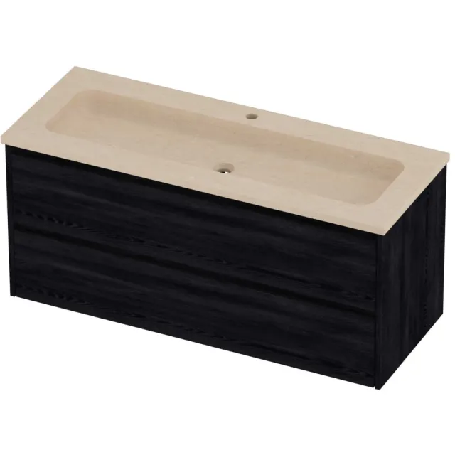 Proline Rollo Badmeubelset Hardsteen Elegant 1 Kraangat 120x46x54 cm Sand Stone Black Oak Eiken