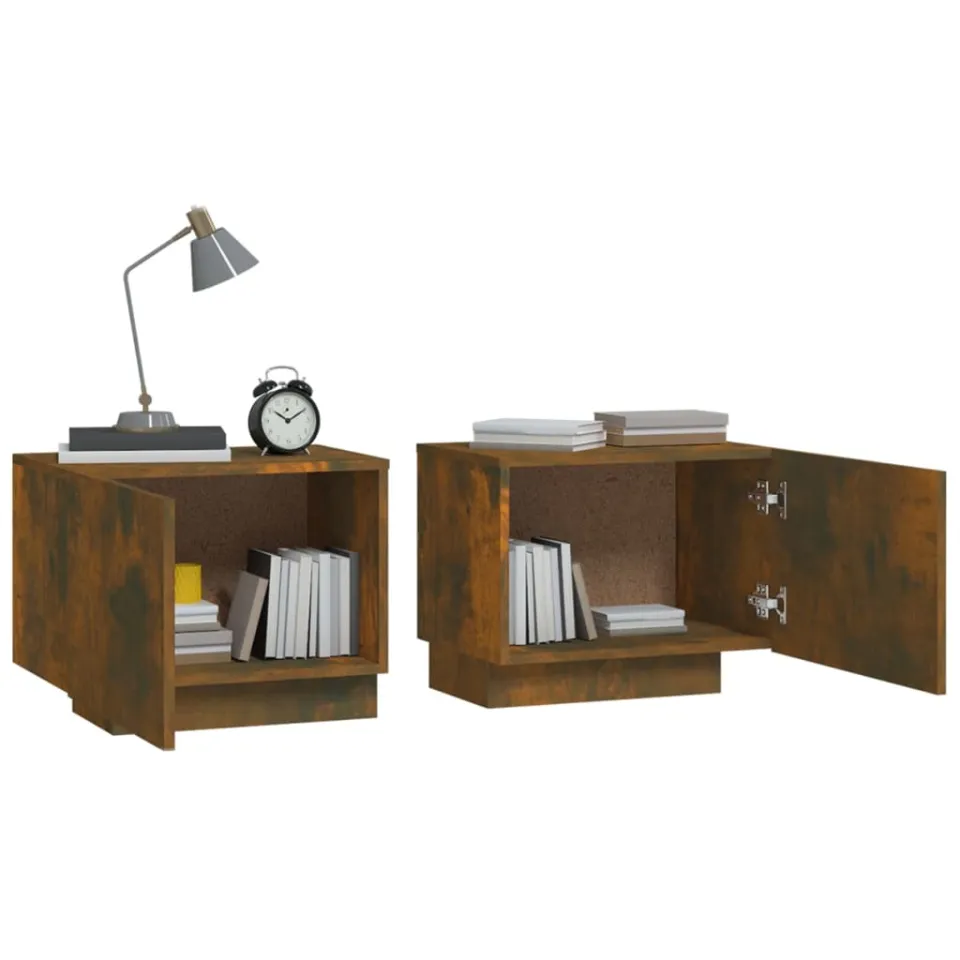 vidaXL Nachtkastje 100x35x40 cm bewerkt hout gerookt eikenkleurig Bruin