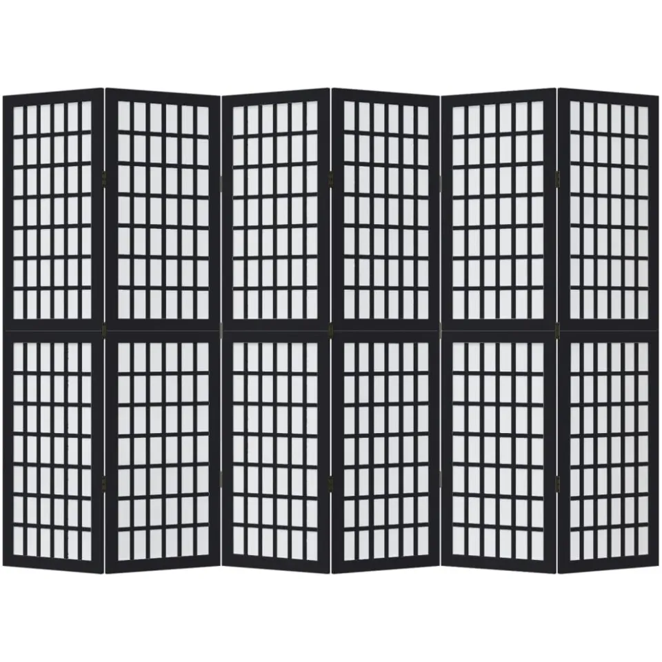 vidaXL Kamerscherm met 6 panelen massief paulowniahout zwart, foto 4