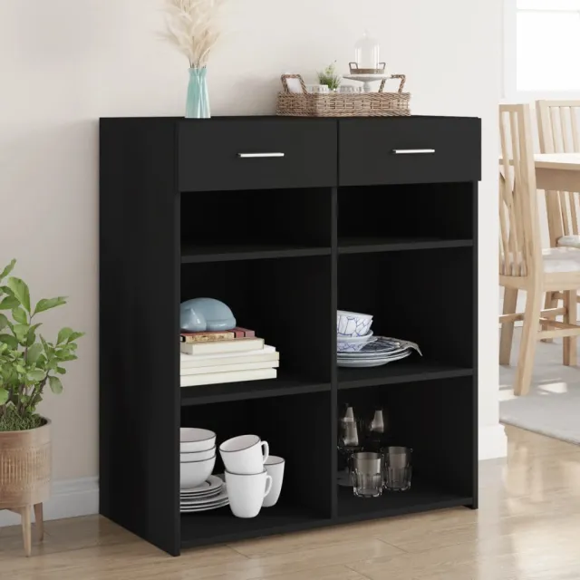 vidaXL Dressoir 80x42,5x93 cm bewerkt hout zwart, foto 2