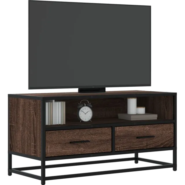 vidaXL Tv-meubel 80x34,5x40 cm bewerkt hout metaal bruin eikenkleur