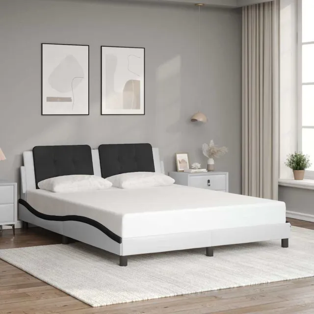 vidaXL Bedframe zonder matras "Zadar" kunstleer zwart en wit 160x200 cm