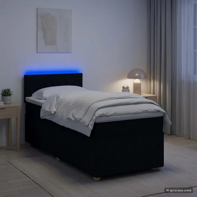 vidaXL Boxspringbed met matras met hoofdeinde Zwart 90 x 190 cm Stof