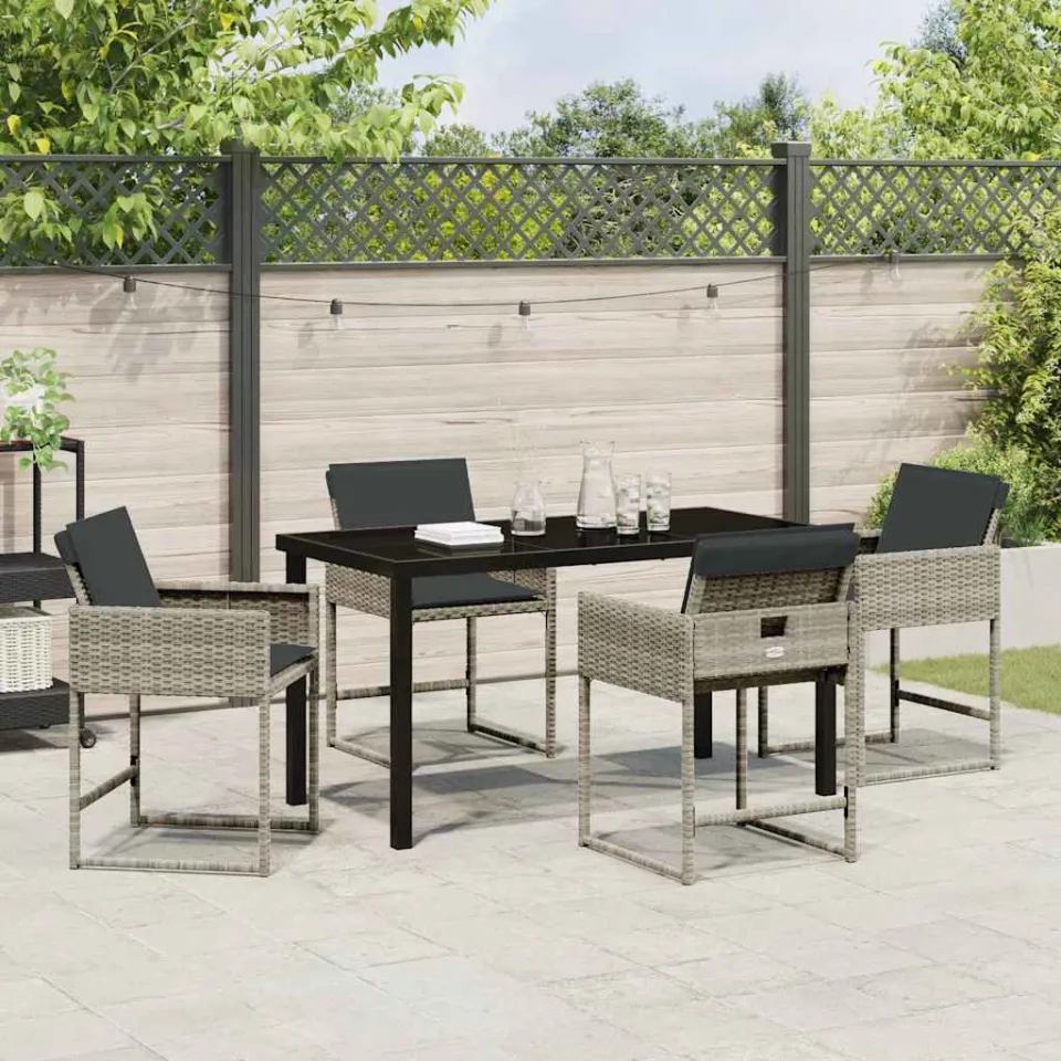 vidaXL Tuin eettafelset 5 st Lichtgrijs poly rattan, foto 3