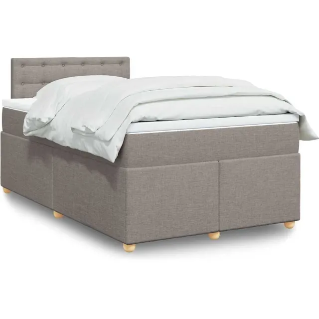 vidaXL Boxspring met matras stof taupe 120x190 cm