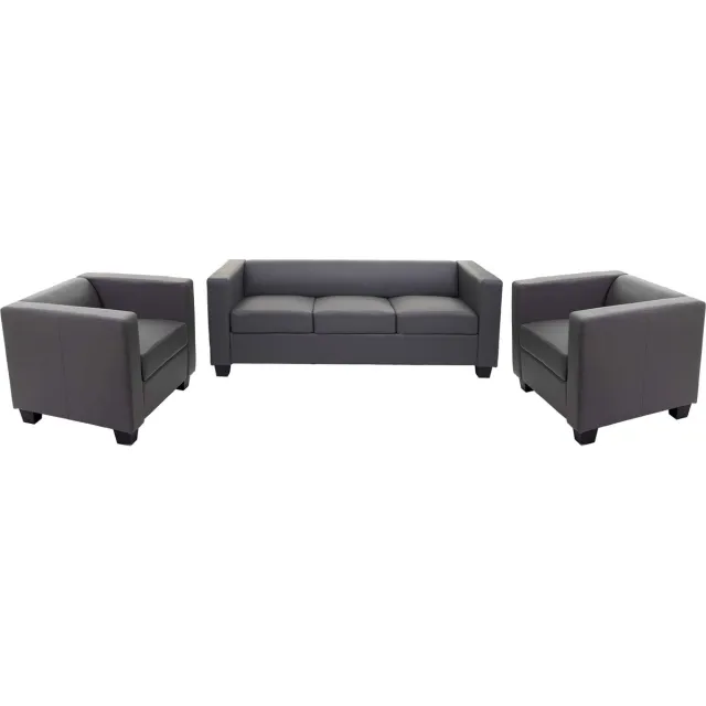 Cosmo Casa Lille 3-1-1 Bankstel - Loungebank met Kunstleren Bekleding - Donkergrijs