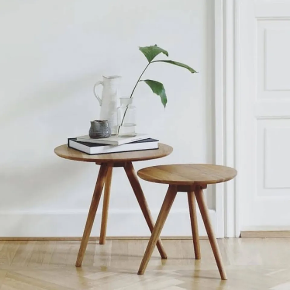 Rowico Home Yumi houten bijzettafels naturel - set van 2 - Ø 50 cm, foto 2