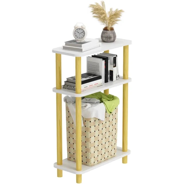 PIPIPOXER Bijzettafel - Tafeltje- Kleine Salontafel - Tafel Industrieel- Nachtkastje-Bijzettafel hout l - Banktafel - 40x18x60 cm -Wit
