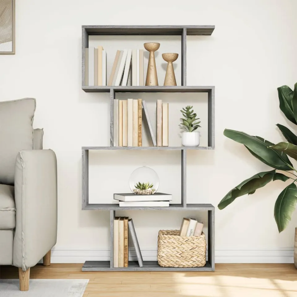 vidaXL Kamerscherm / boekenkast 4-laags 70x24x129 cm hout grijs sonoma, foto 2